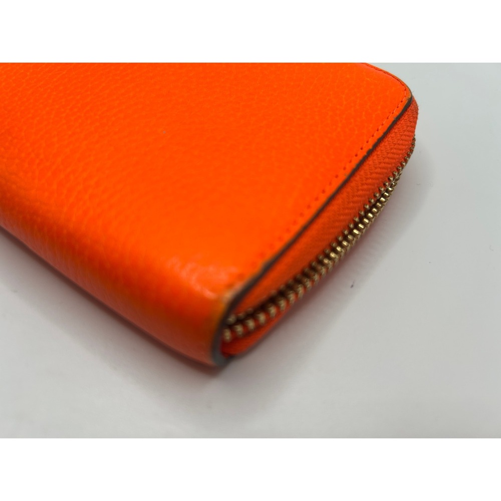 Anya Hindmarch Smiley Wink Neon Orange Pebbled Leather Zip Tassel Wallet#468 - Picture 2 of 10